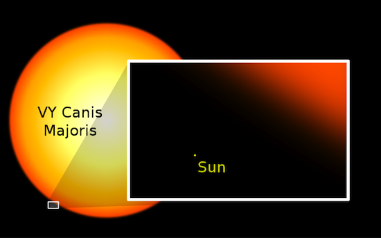 VY Большого Пса — самая большая из известных звёзд