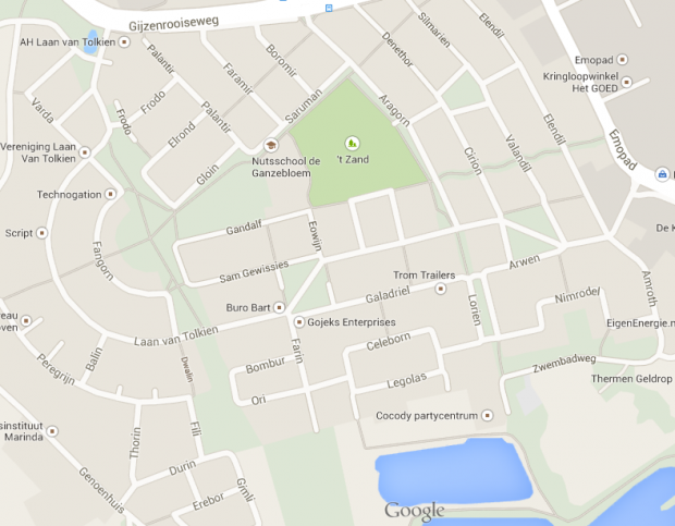 В голландском городке Гельдроп улицы названы в честь героев «Властелина колец»