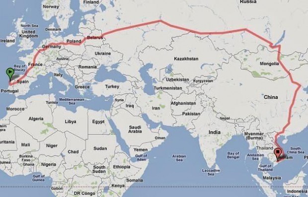 Самый долгий прямой железнодорожный маршрут в мире составляет 17 000 км и проходит через Москву