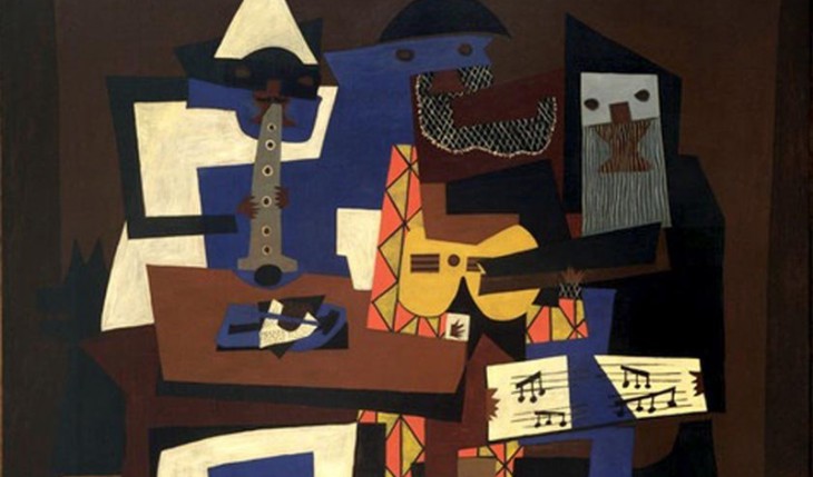 Считается, что Пабло Пикассо увидел раскрашенную ослепляющим камуфляжем пушку на параде в Париже, и это вдохновило его на создание некоторых знаменитых работ. Картина перед вами — «Три музыканта».
