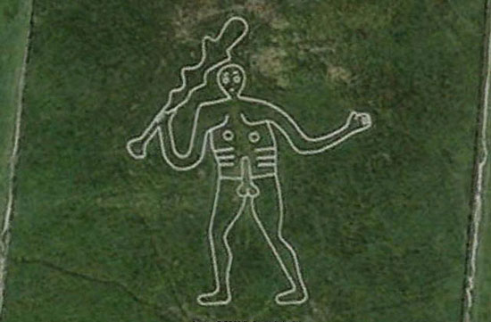 В Англии на холме есть рисунок гигантского голого мужчины высотой 55 метров