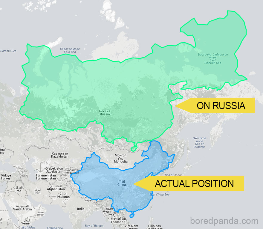 Новая карта китая с российскими территориями