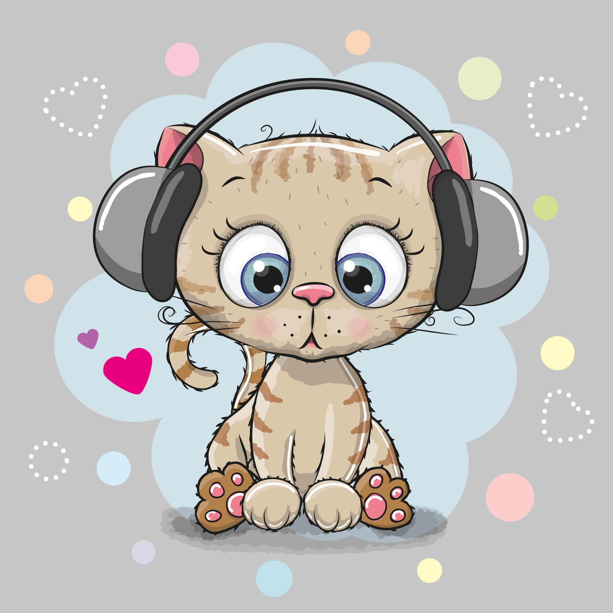 Рисунок кота в наушниках