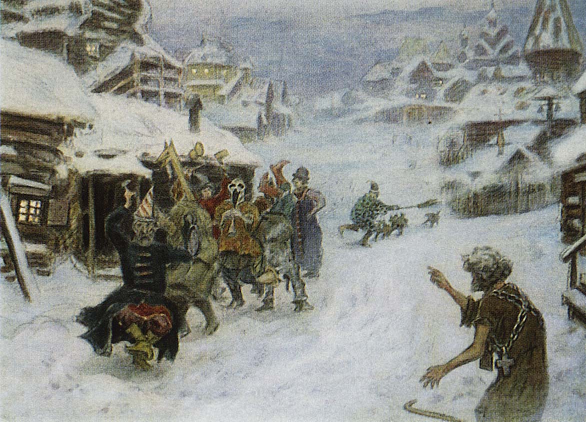 Картина Аполлинария Васнецова «Скоморохи», 1904 год