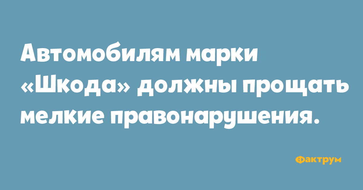 Автомобильные марки «Шкода» должны прощать мелкие правонарушения.