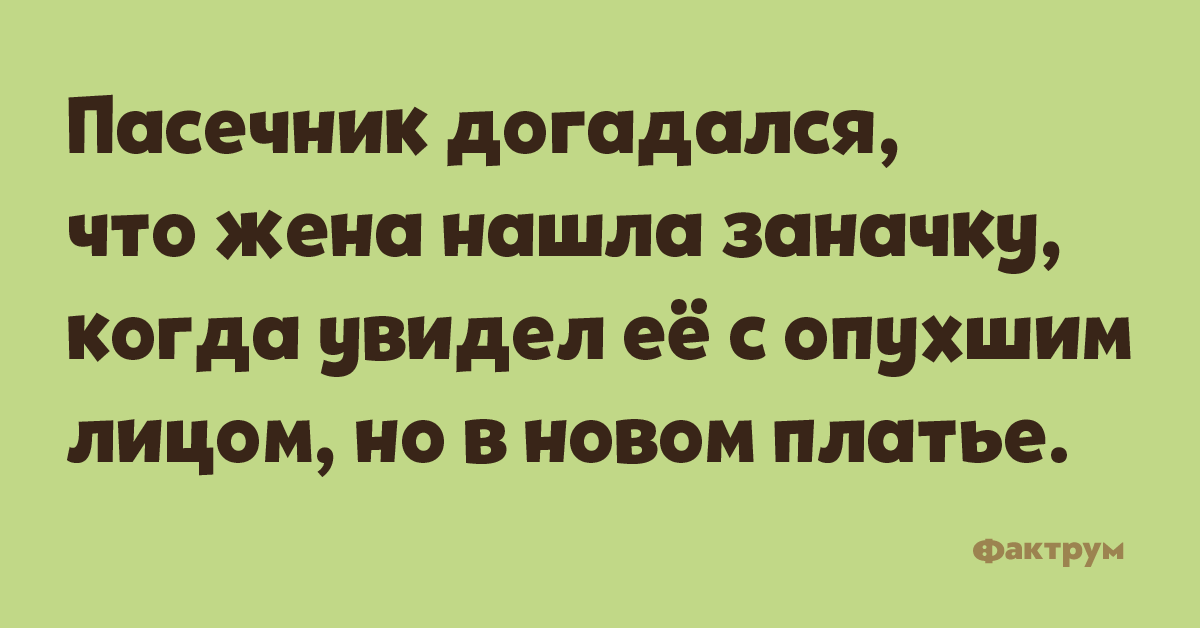 Пасечник догадался что жена нашла заначку, когда увидел её с опухшим лицом, но в новом платье.