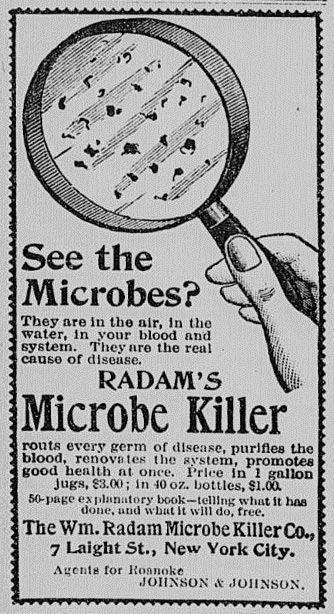 Реклама «Убийцы микробов» в газете Roanoke Times, 1894 год