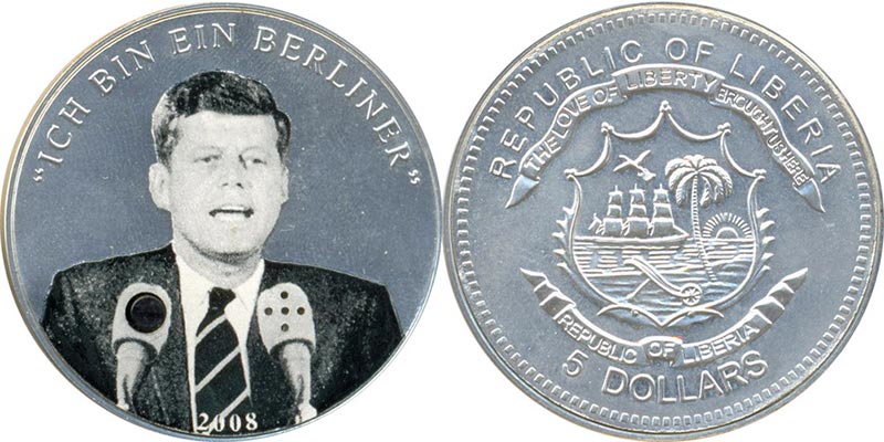 Монгольская говорящая монета с изображением Кеннеди