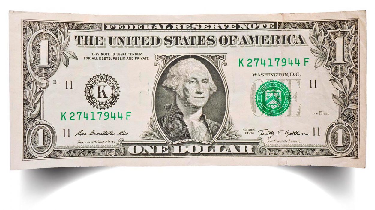Купюра номиналом 1 доллар США