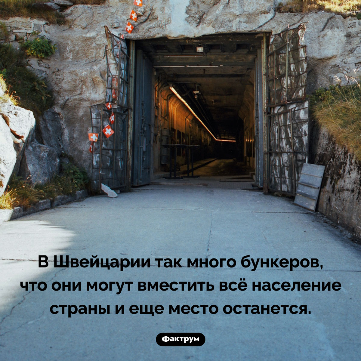 Бункеры в Швейцарии. В Швейцарии так много бункеров, что они могут вместить всё население страны и еще место останется.