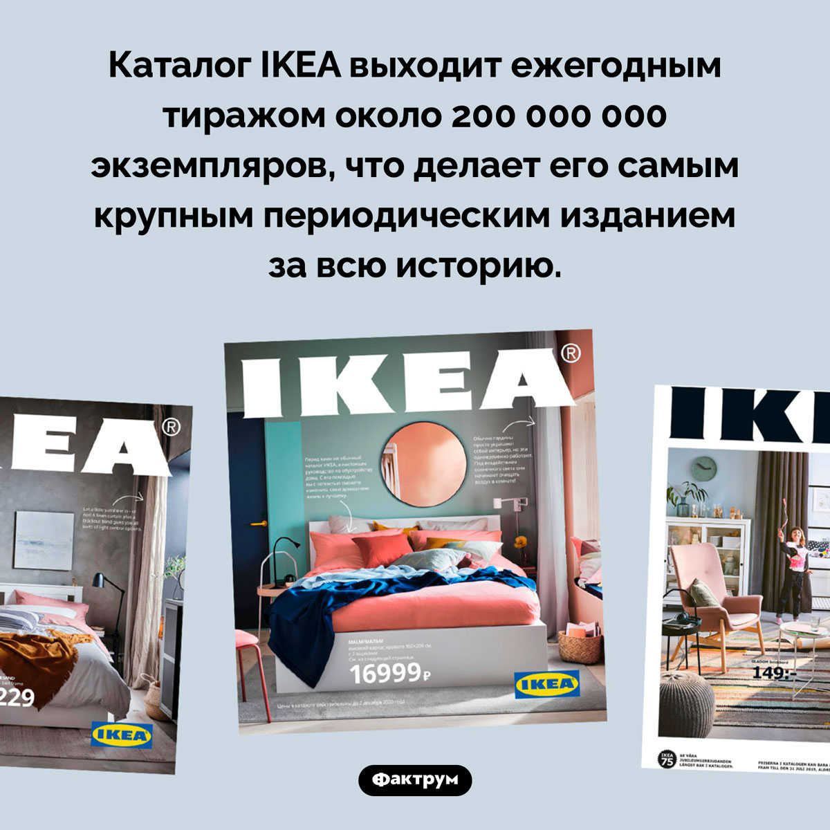 Самый крупный тираж периодического издания. Каталог Ikea выходит ежегодным тиражом около 200 000 000 экземпляров, что делает его самым крупным периодическим изданием за всю историю.