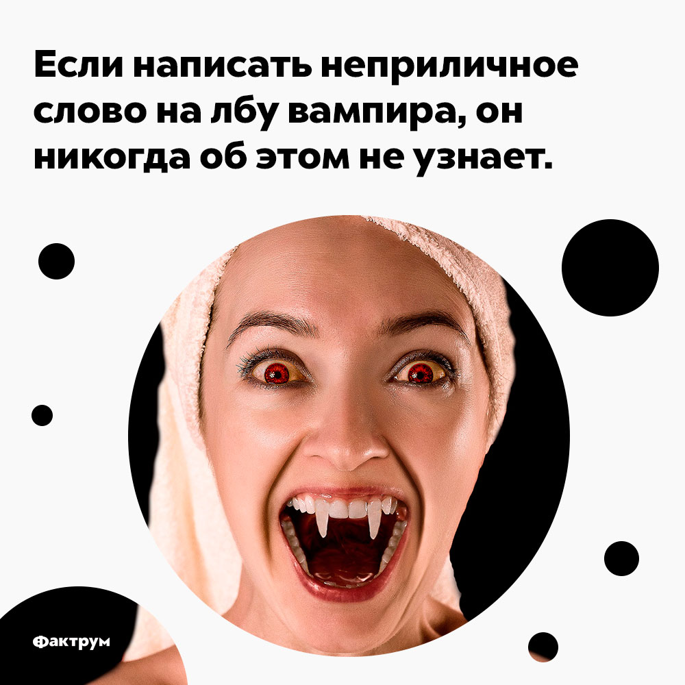 Если написать неприличное слово на лбу вампира, он никогда об этом не узнает. Если написать неприличное слово на лбу вампира, он никогда об этом не узнает.