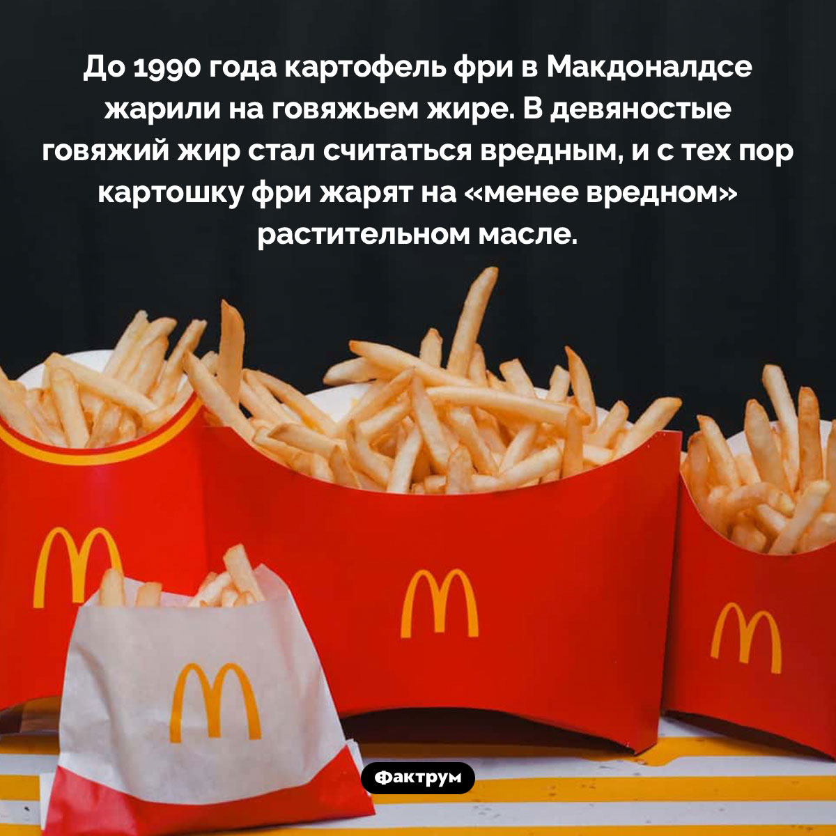 Раньше картофель фри в Макдоналдсе жарили на говяжьем жире