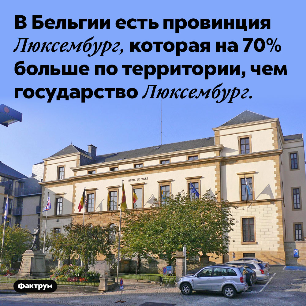 В Бельгии есть провинция Люксембург, которая на 70% больше по территории, чем государство Люксембург.