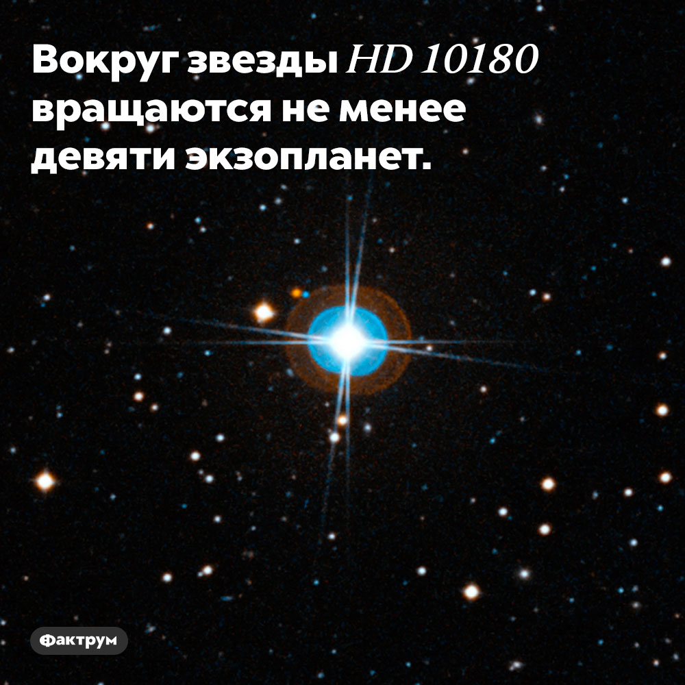 Вокруг звезды HD 10180 вращаются не менее девяти экзопланет. 