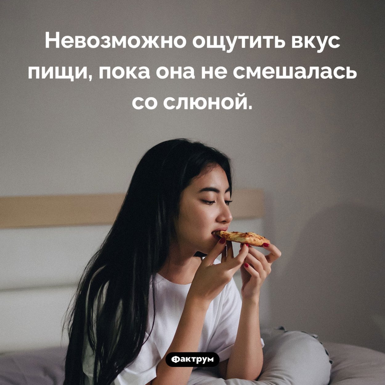 Слюна и вкус еды. Невозможно ощутить вкус пищи, пока она не смешалась со слюной.