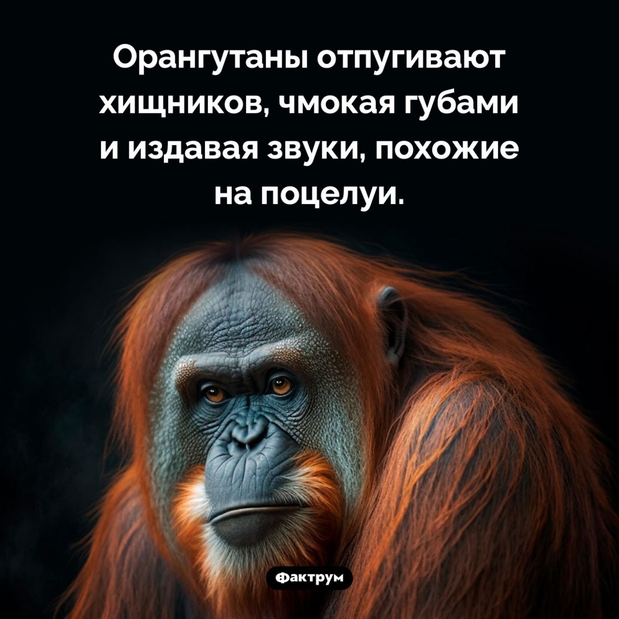 Как орангутаны отпугивают хищников. Орангутаны отпугивают хищников, чмокая губами и издавая звуки, похожие на поцелуи.