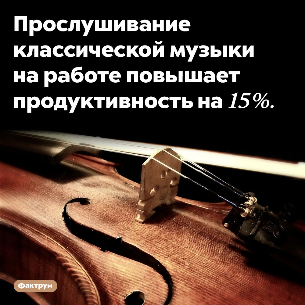 Классическая музыка повышает продуктивность. Прослушивание классической музыки на работе повышает продуктивность на 15%.