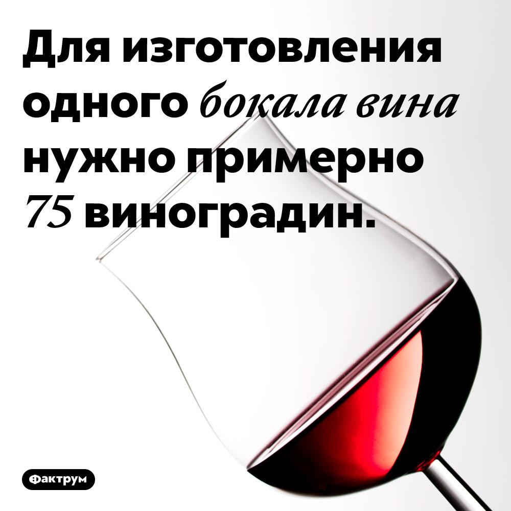 Сколько виноградин в бокале вина. Для изготовления одного бокала вина нужно примерно 75 виноградин.