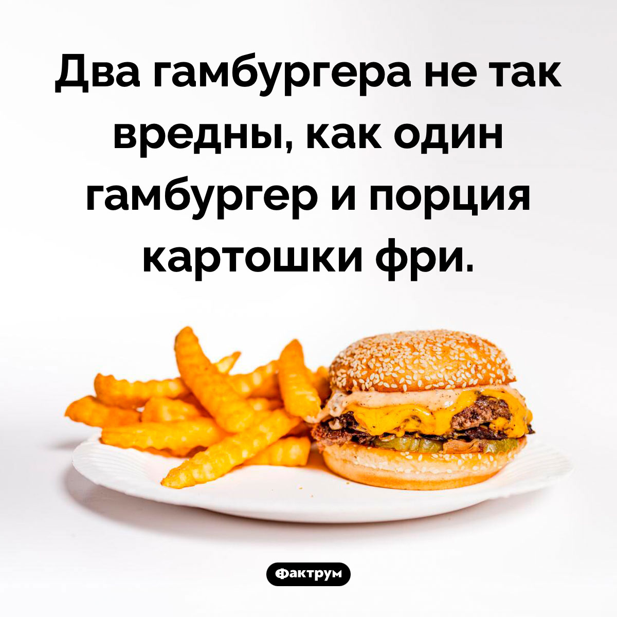 Картошка фри вреднее гамбургера. Два гамбургера не так вредны, как один гамбургер и порция картошки фри.