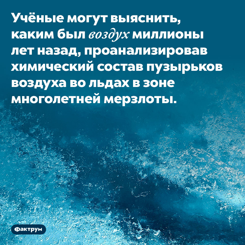 Как узнать, каким воздухом дышали динозавры. Учёные могут выяснить, каким был воздух миллионы лет назад, проанализировав химический состав пузырьков воздуха во льдах в зоне многолетней мерзлоты.