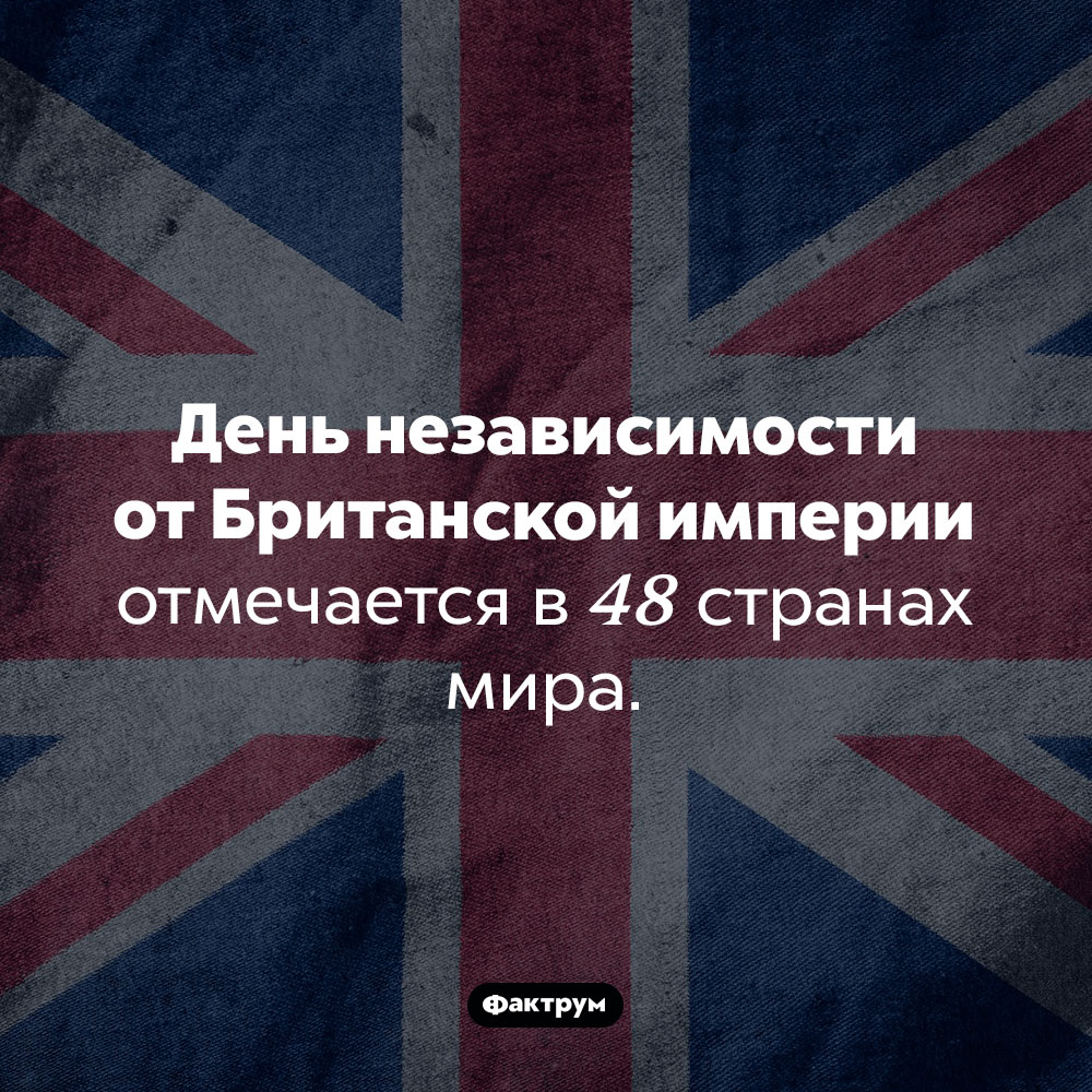 Сколько стран празднуют независимость от Британской империи. День независимости от Британской империи отмечается в 48 странах мира.