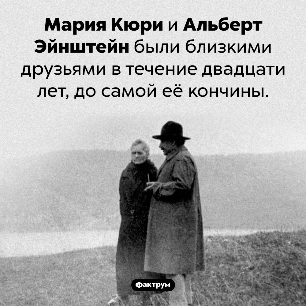 Мария Кюри и Альберт Эйнштейн были близкими друзьями. Мария Кюри и Альберт Эйнштейн были близкими друзьями в течение двадцати лет, до самой её кончины.