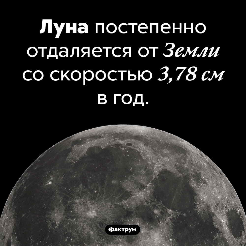 Луна нас покидает. Луна постепенно отдаляется от Земли со скоростью 3,78 см в год.