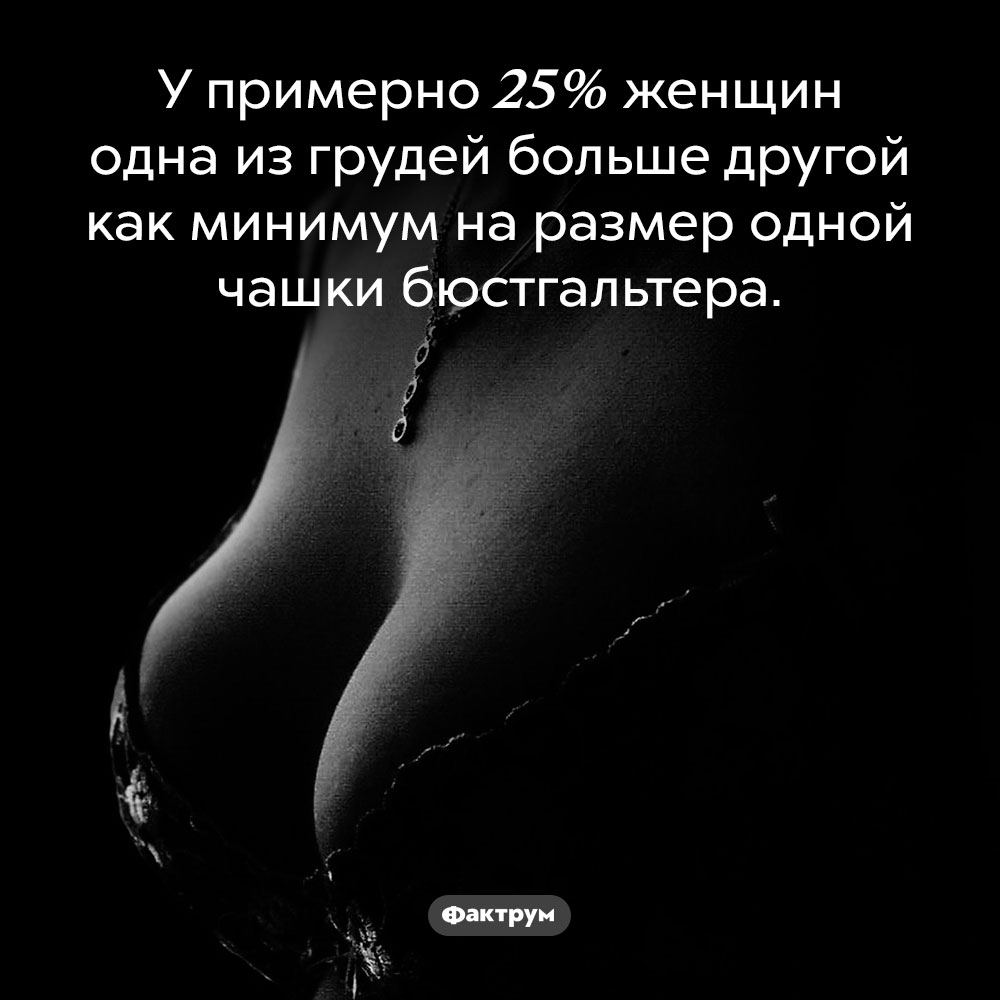 Проблема асимметрии женской груди. У примерно 25% женщин одна из грудей больше другой как минимум на размер одной чашки бюстгальтера.