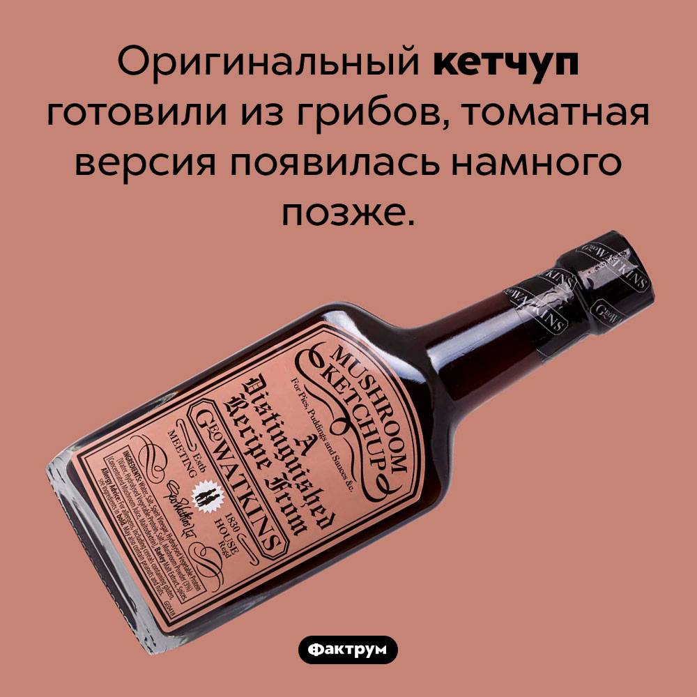 Грибной кетчуп. Оригинальный кетчуп готовили из грибов, томатная версия появилась намного позже.