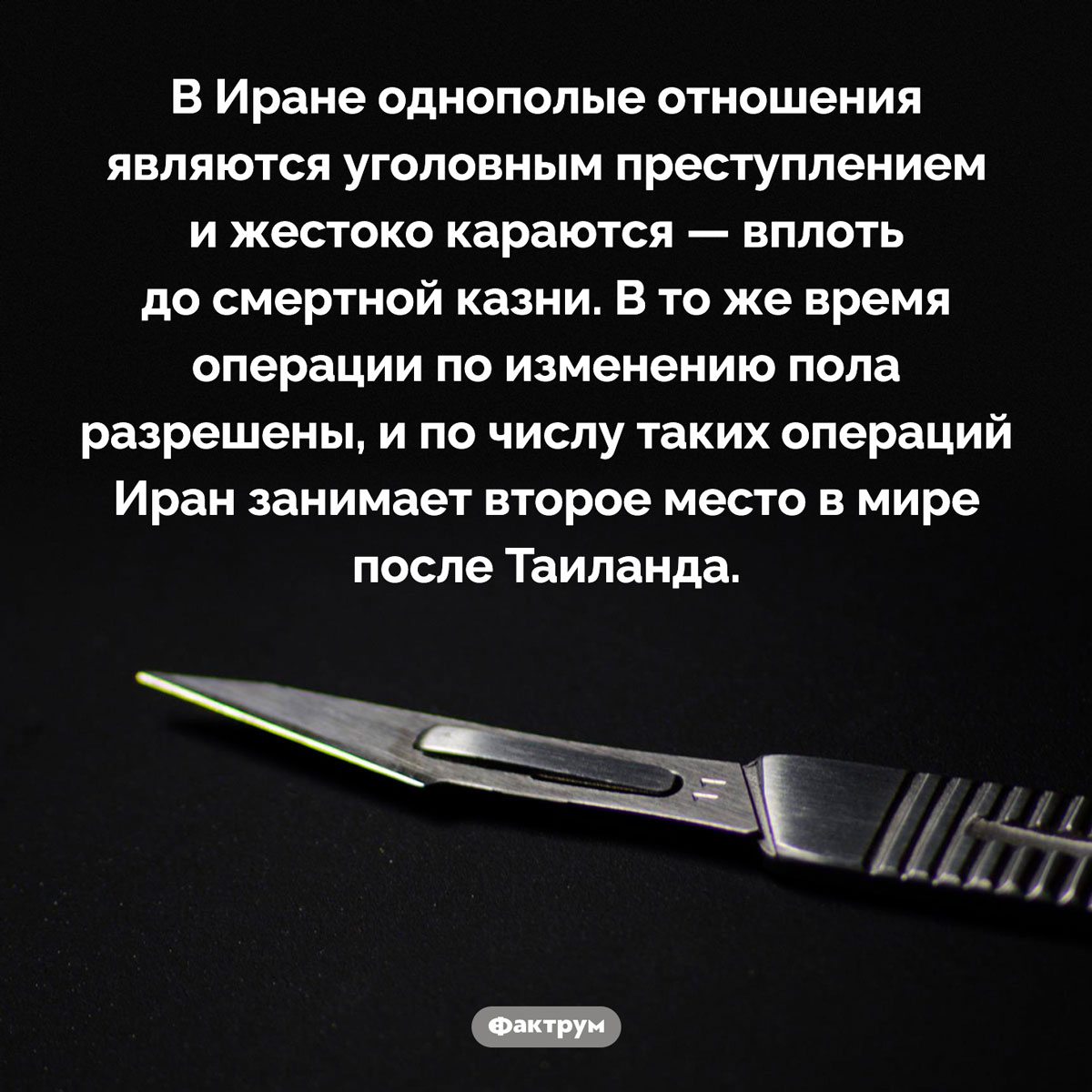 В Иране нельзя быть ЛГБТ, но можно сменить пол. В Иране однополые отношения являются уголовным преступлением и жестоко караются — вплоть до смертной казни. В то же время операции по изменению пола разрешены, и по числу таких операций Иран занимает второе место в мире после Таиланда.