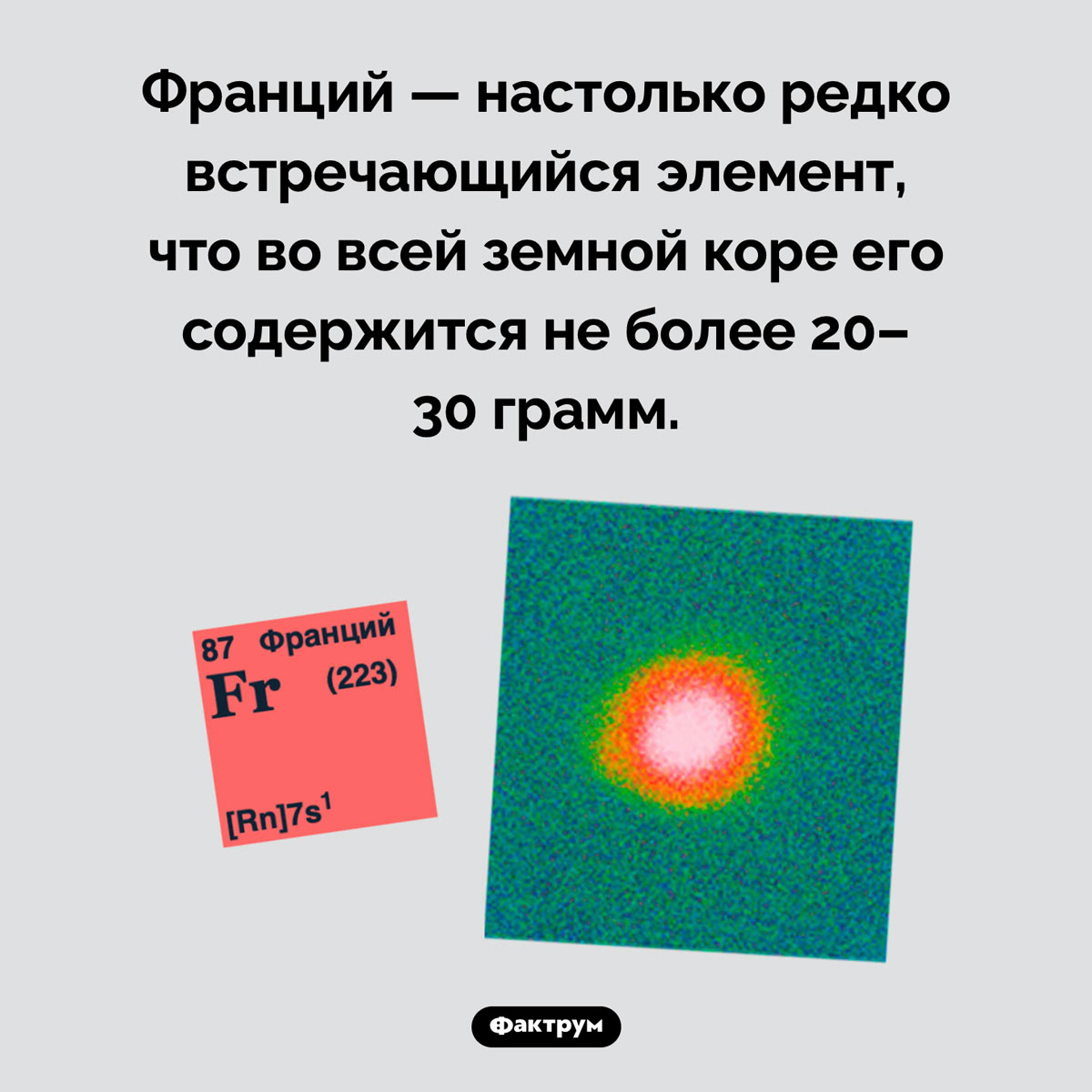 Сколько на планете франция. Франций — настолько редко встречающийся элемент, что во всей земной коре его содержится не более 20–30 грамм.