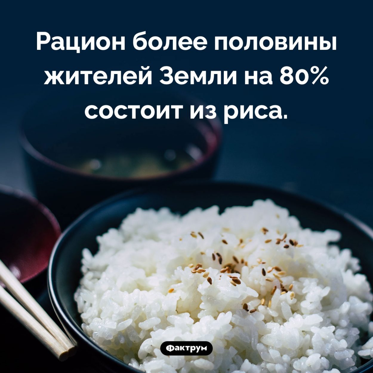 Рис — очень популярная еда. Рацион более половины жителей Земли на 80% состоит из риса.