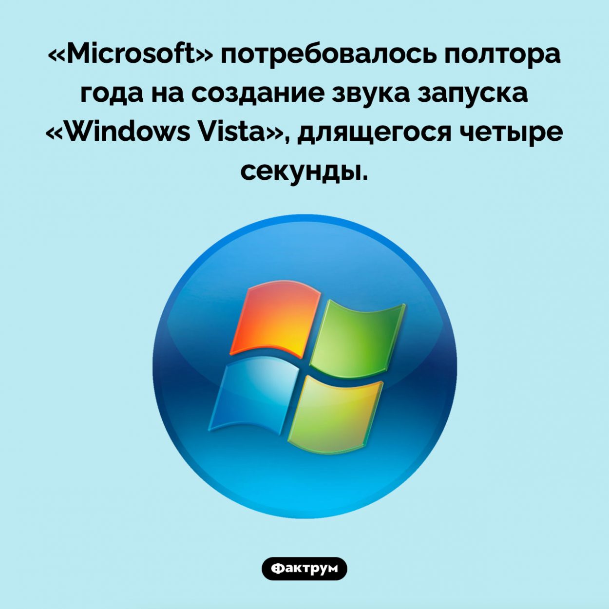Полтора года, потраченных на четыре секунды. «Microsoft» потребовалось полтора года на создание звука запуска «Windows Vista», длящегося четыре секунды.