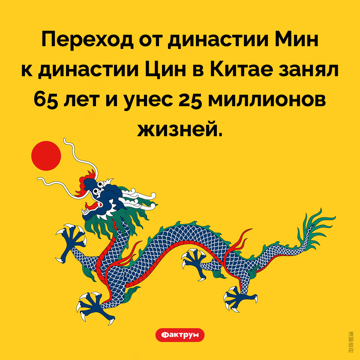 Смена династии. Переход от династии Мин к династии Цин в Китае занял 65 лет и унес 25 миллионов жизней.