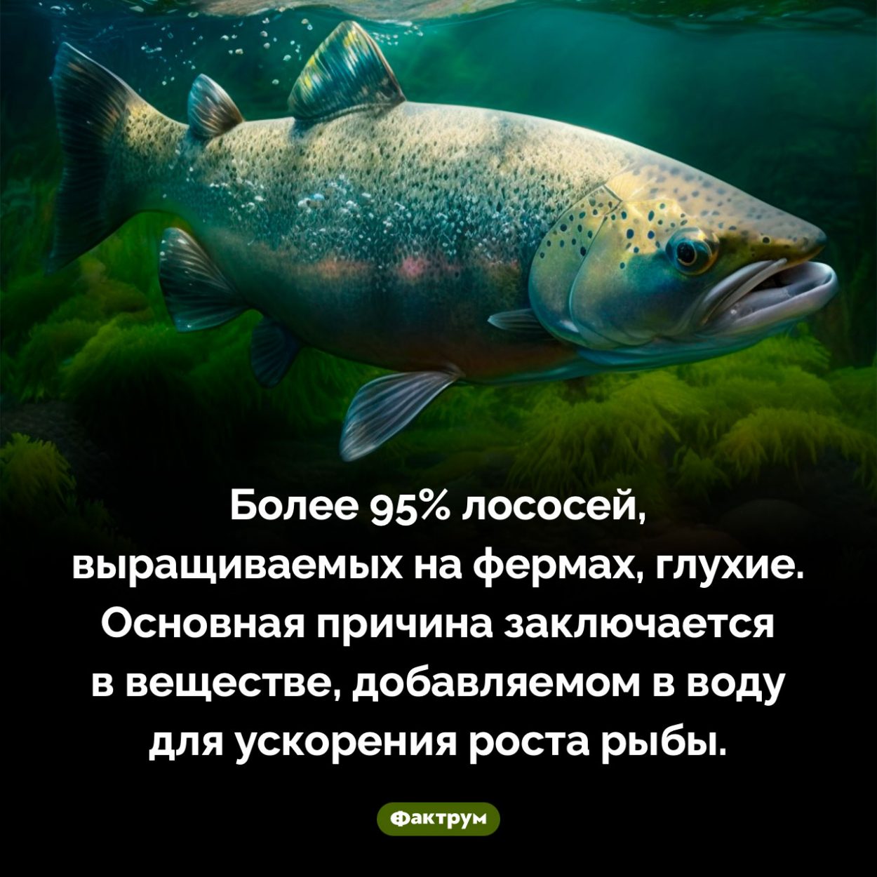 Что не так с лососями с рыбных ферм. Более 95% лососей, выращиваемых на фермах, глухие. Основная причина заключается в веществе, добавляемом в воду для ускорения роста рыбы.