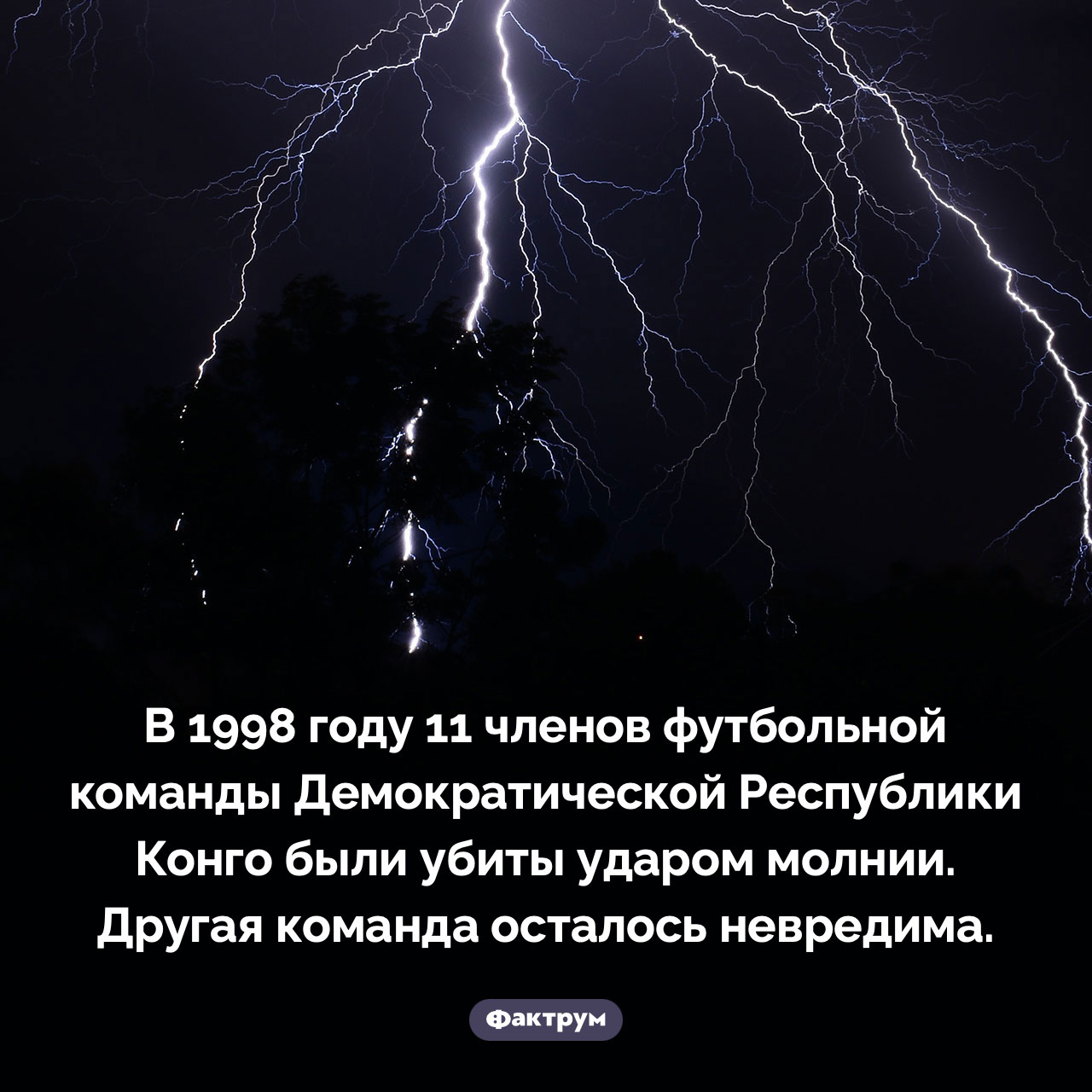 Молния убила 11 игроков футбольной команды Конго