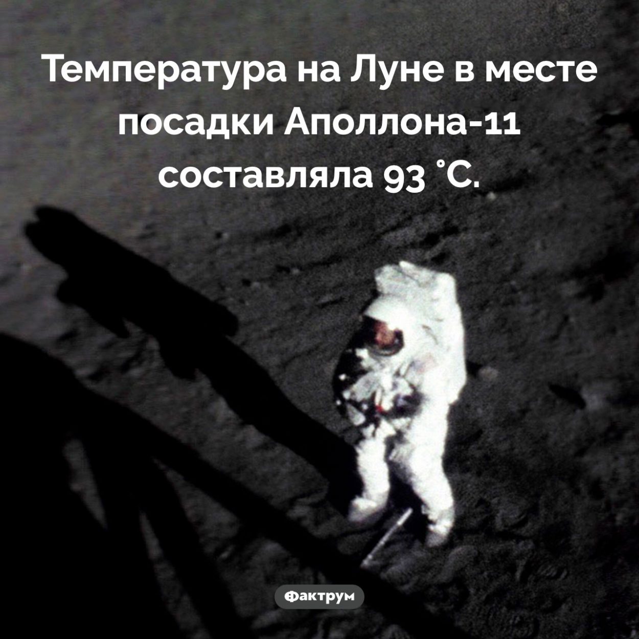 Температура на Луне. Температура на Луне в месте посадки Аполлона-11 составляла 93 °C.