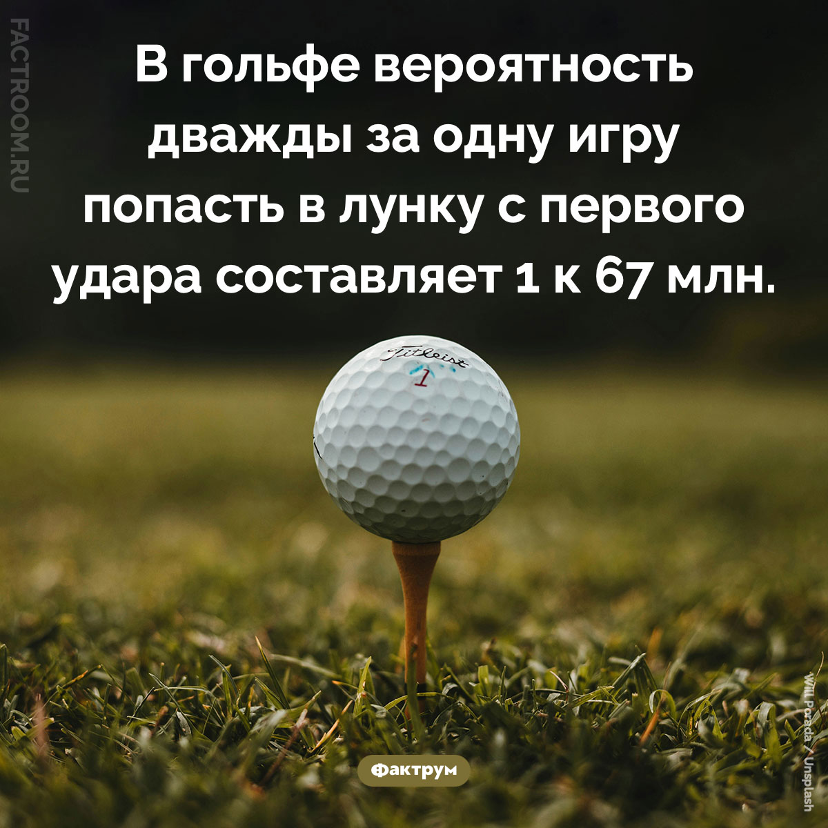 Можно ли в гольфе дважды за одну игру попасть в лунку с первого удара. В гольфе вероятность дважды за одну игру попасть в лунку с первого удара составляет 1 к 67 млн.