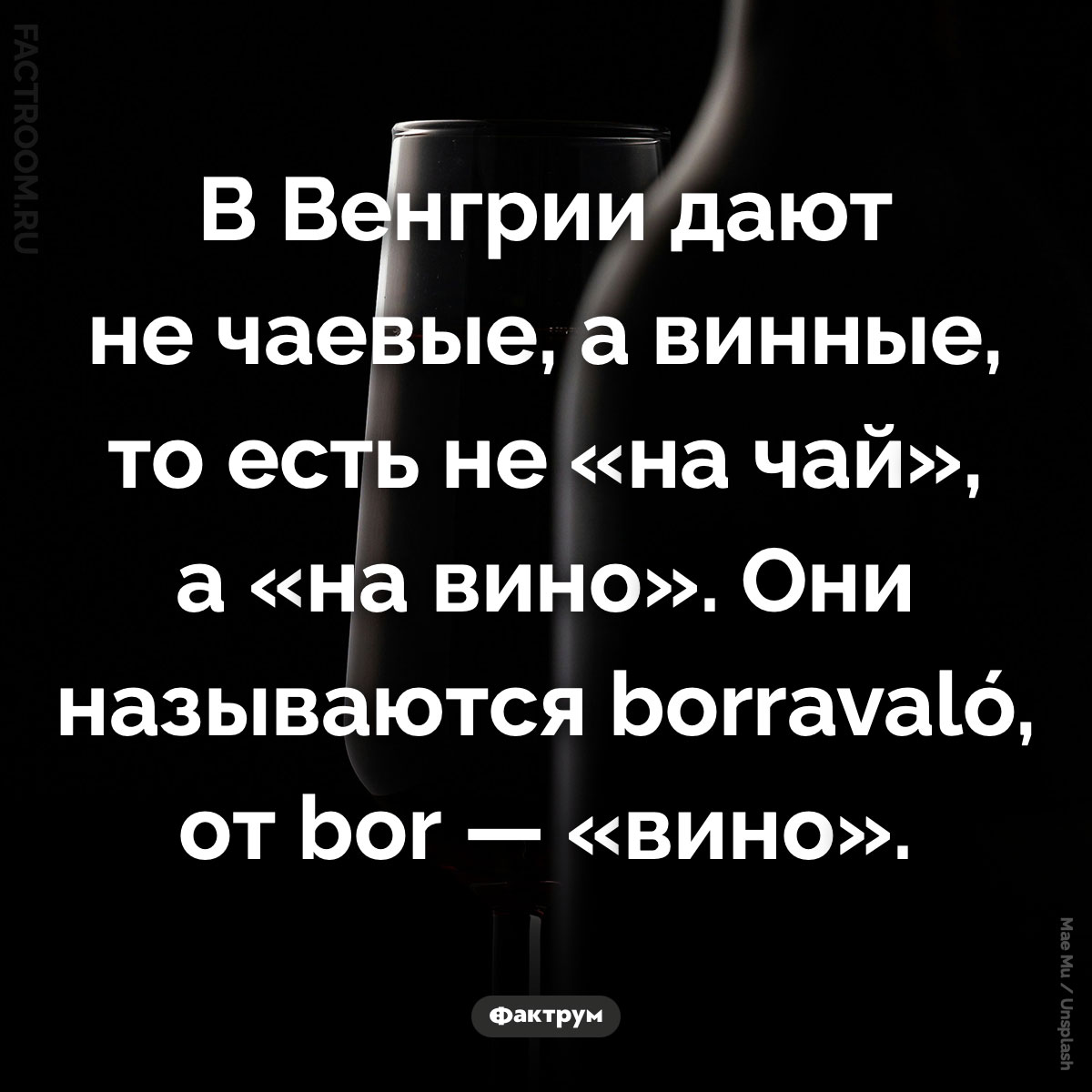 В&nbsp;Венгрии дают не&nbsp;чаевые, а&nbsp;винные. В Венгрии дают не чаевые, а винные, то есть не «на чай», а «на вино». Они называются borravaló, от bor — «вино».