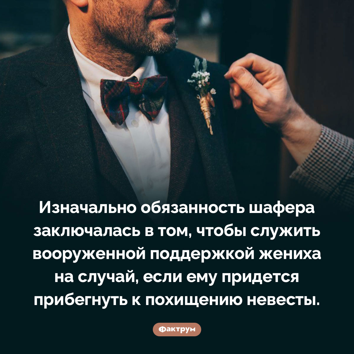 Изначальные обязанности шафера. Изначально обязанность шафера заключалась в том, чтобы служить вооруженной поддержкой жениха на случай, если ему придется прибегнуть к похищению невесты.