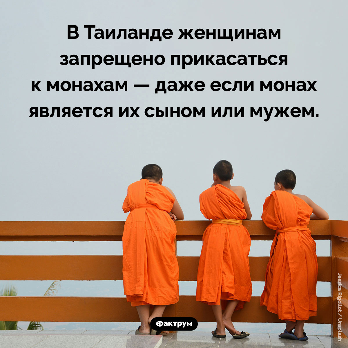 Таиланд, женщины и монахи. В Таиланде женщинам запрещено прикасаться к монахам — даже если монах является их сыном или мужем.
