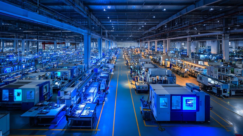 Современный завод в Китае с роботизированными линиями производства