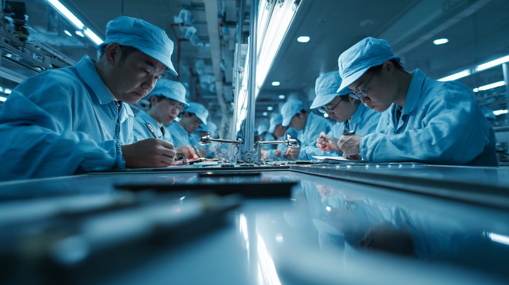 Инспекторы на китайской фабрике проверяют качество продукции