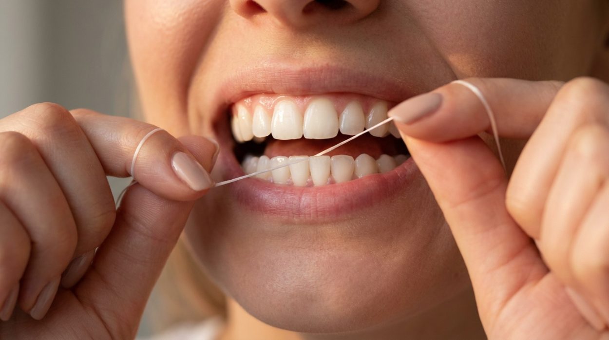 Использование зубной нити для чистки межзубных пространств