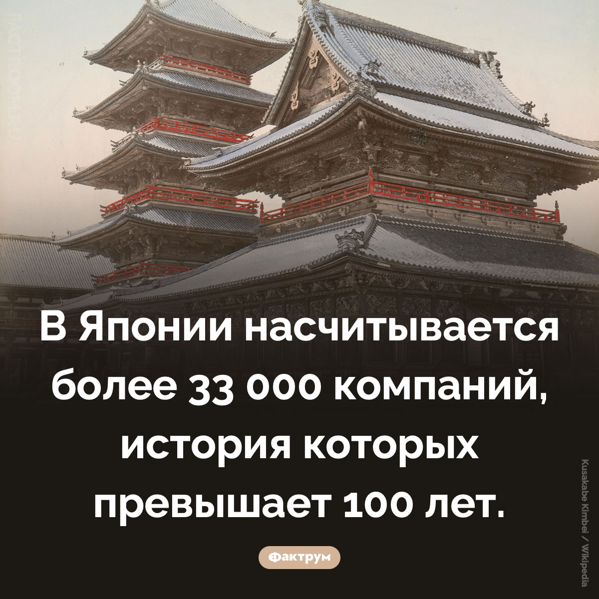 Старейшие компании Японии. В Японии насчитывается более 33 000 компаний, история которых превышает 100 лет.