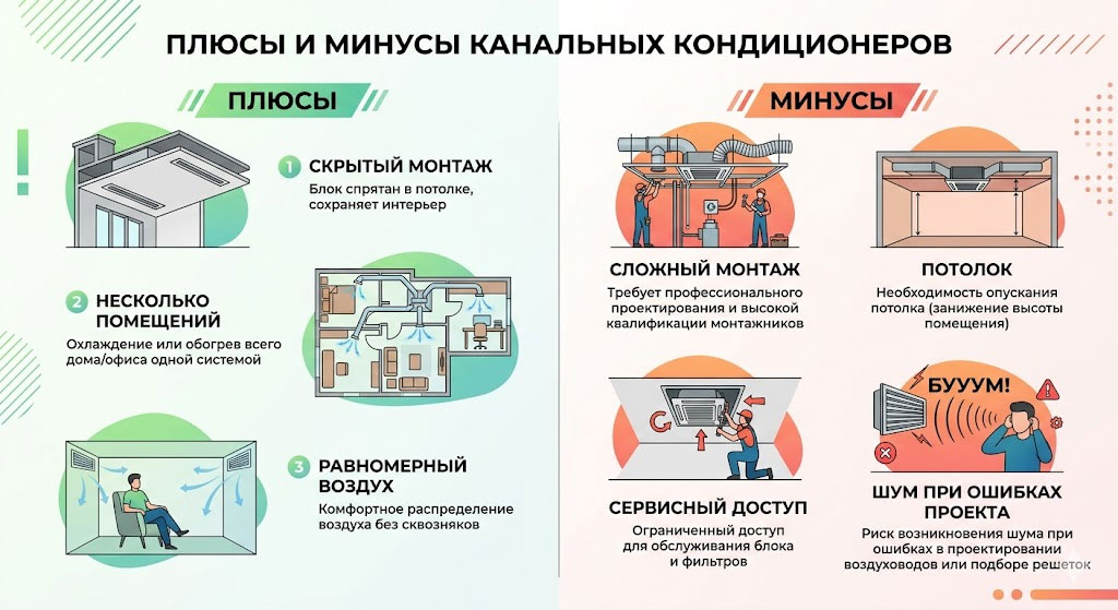 Плюсы и минусы канального кондиционера