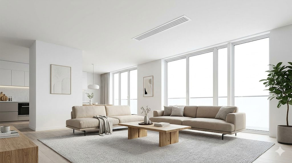 Канальный кондиционер скрытого монтажа в интерьере квартиры