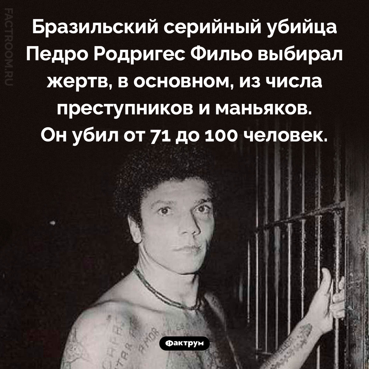 Маньяк-«санитар леса». Бразильский серийный убийца Педро Родригес Фильо выбирал жертв, в основном, из числа преступников и маньяков. Он убил от 71 до 100 человек.
